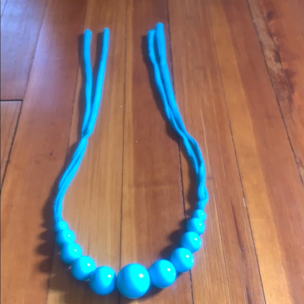 Tie back blue turquoise bead necklace